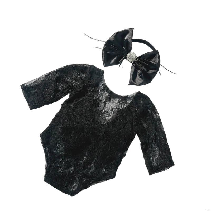 Baby Clothing Unique - A5YC Piękny koronkowy zestaw pajacyków i