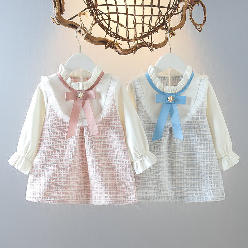 Baby Clothing Korea - Wiosenna i jesienna sukienka w kratę