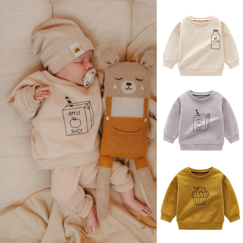 Baby Clothing Organic Cotton - Nadruk mleczny z modne bluzy dziecięcym